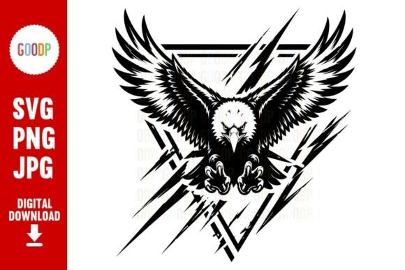 Aggressive Eagle Mascot Geometric SVG: Bold Graphics & Illustrations