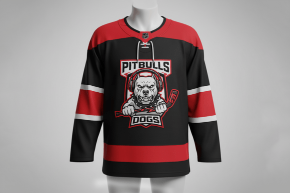 Angry Pitbull Hockey Mascot: Bold Graphics & Logos
