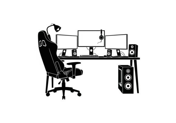 Black and White Workstation Graphics for Brand Illustrations