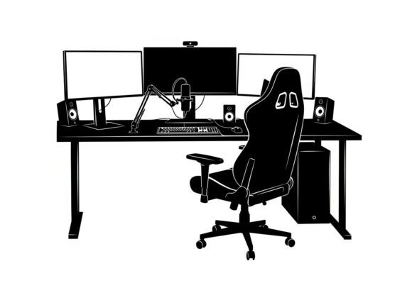 Black Office Workstation Graphics & Illustrations Review
