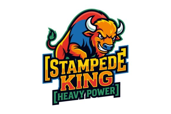 Heavy Power Charging Bull Mascot: Bold Graphics & Logos