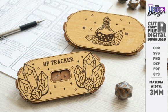 HP Tracker SVG for Board Games and Laser Cutting