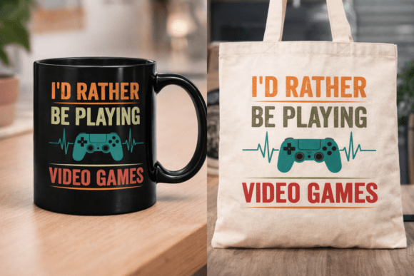 I'd Rather Be Playing Video Games Vector: Graphics & Print Templates