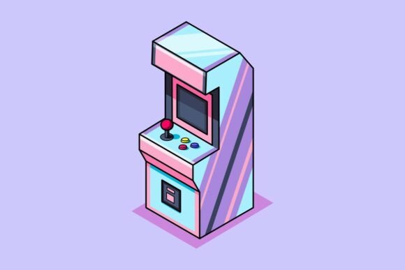 Isometric Arcade Game Cabinet: Retro Graphics & Illustrations
