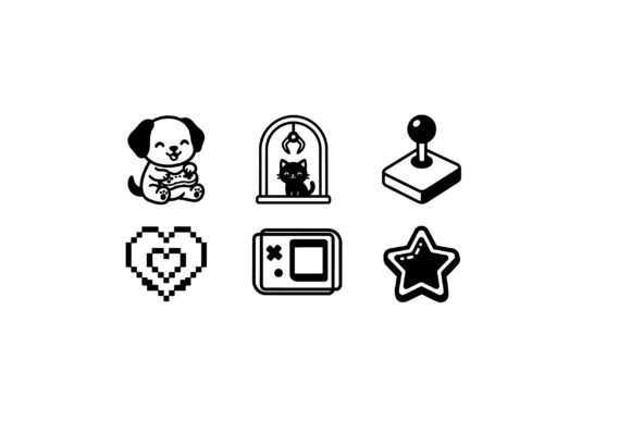 Pixel Heart Cat Claw Dog Game Icons: Graphics & Illustrations