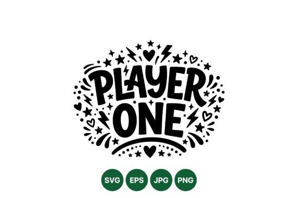 Player One Retro Game Quote: Graphics & Illustrations