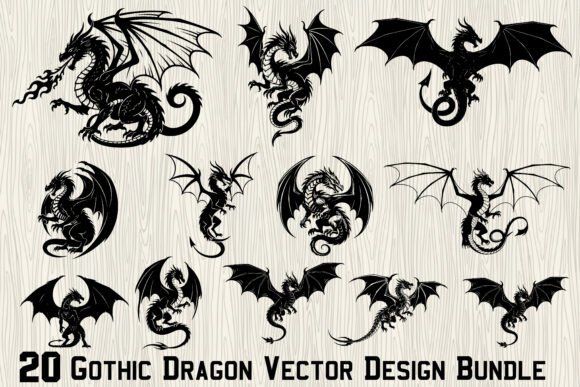 Review: 20 Gothic Dragon Vector Design Bundle