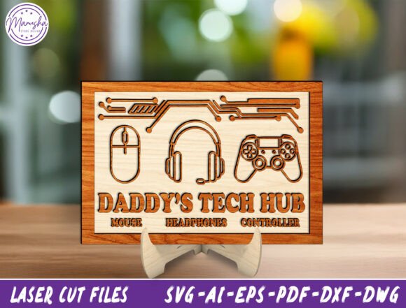 Review: Dad Gaming Tech Sign Laser Cut File for Embroidery