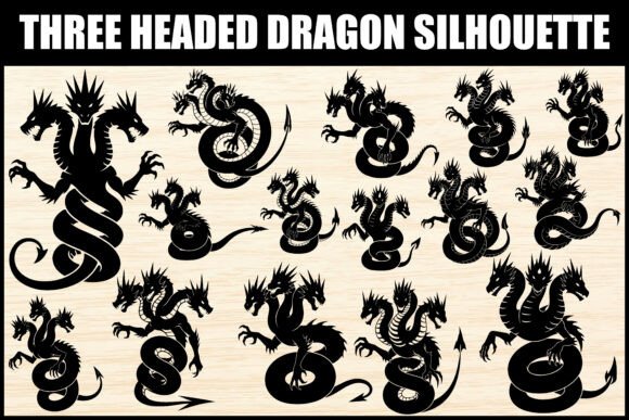 Three Headed Dragon Silhouette: Bold Graphics & Illustrations