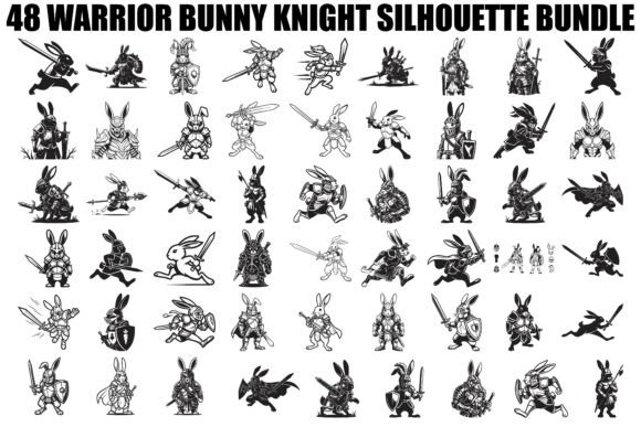 Warrior Bunny Knight Silhouette: Bold Graphics & Illustrations